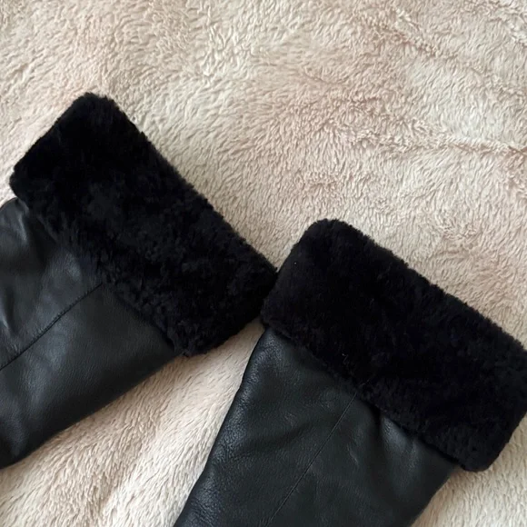 Jessica Simpson Black Heeled Boots with Fur Trim - Picture 9 of 9